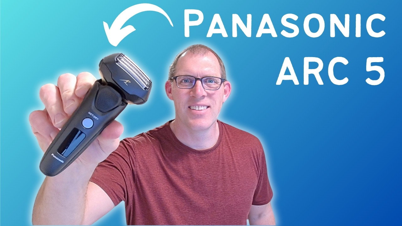 Ryan holding the Panasonic ARC 5 shaver