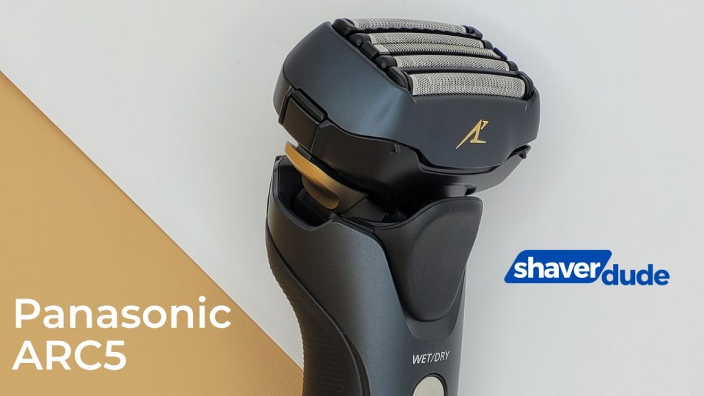 Panasonic ARC5 shaver with Shaver Dude Logo next to it