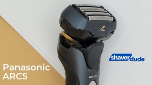 Panasonic ARC5 shaver with Shaver Dude Logo next to it