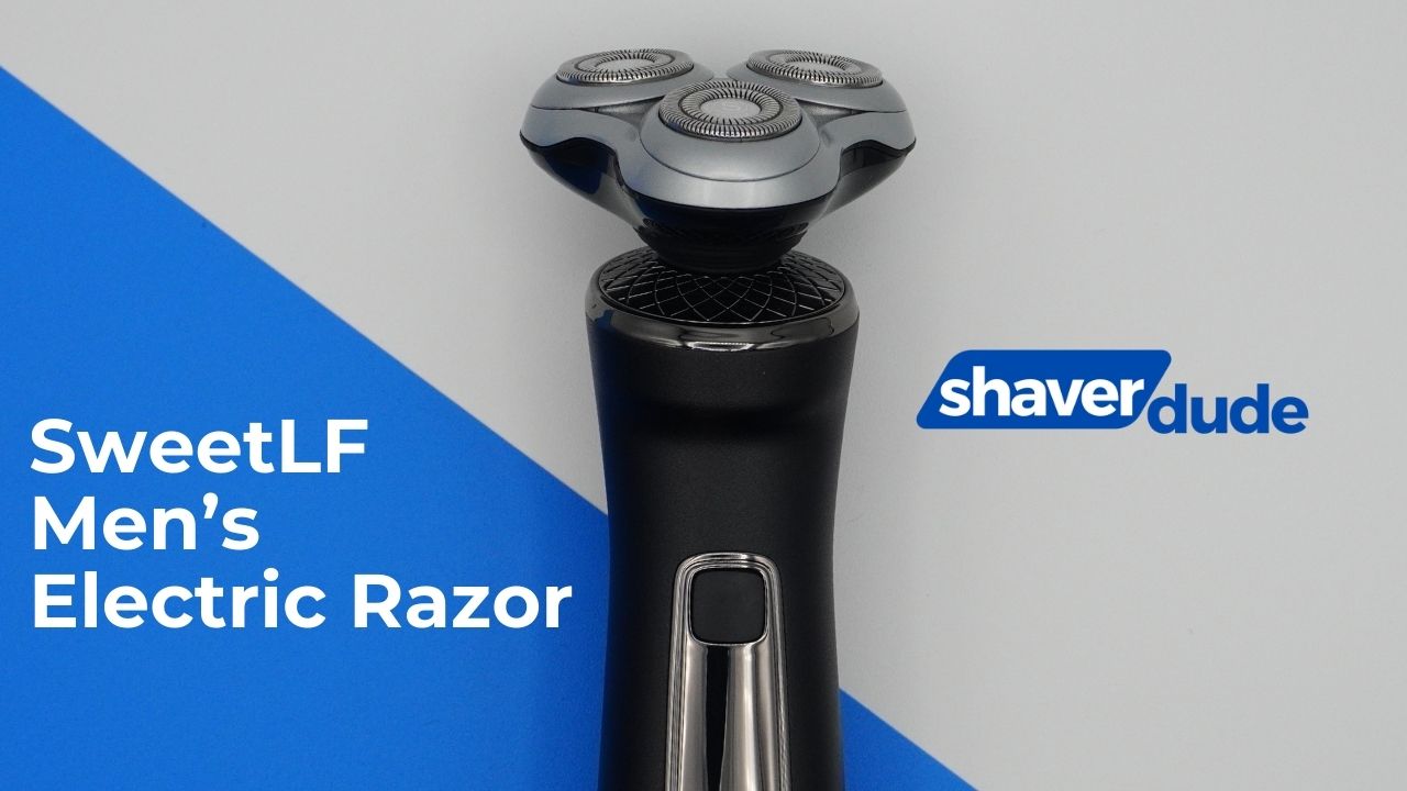 SweetLF Men's Electric Razor with a blue line behind it