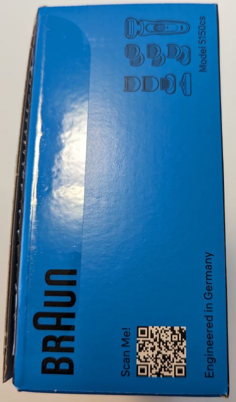 top side of the box of the Braun 5150cs shaver