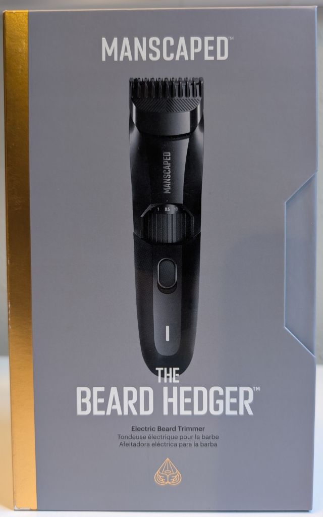 front of The Beard Hedger box from Manscaped