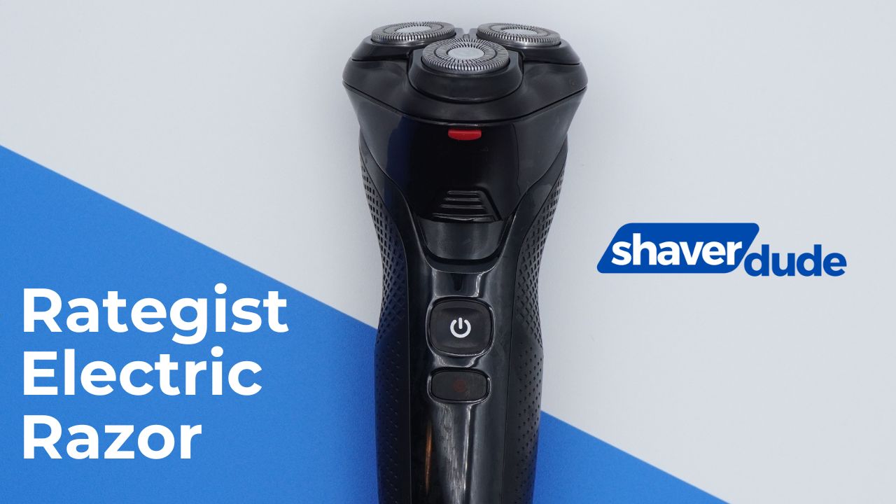 Rategist Electric Razor next to the Shaver Dude logo