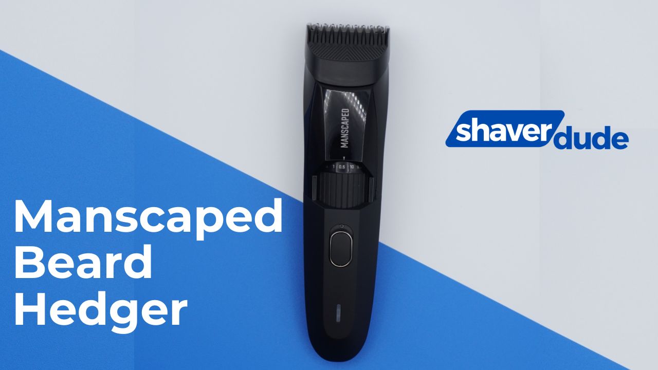 Manscaped Beard Hedger next to Shaver Dude logo