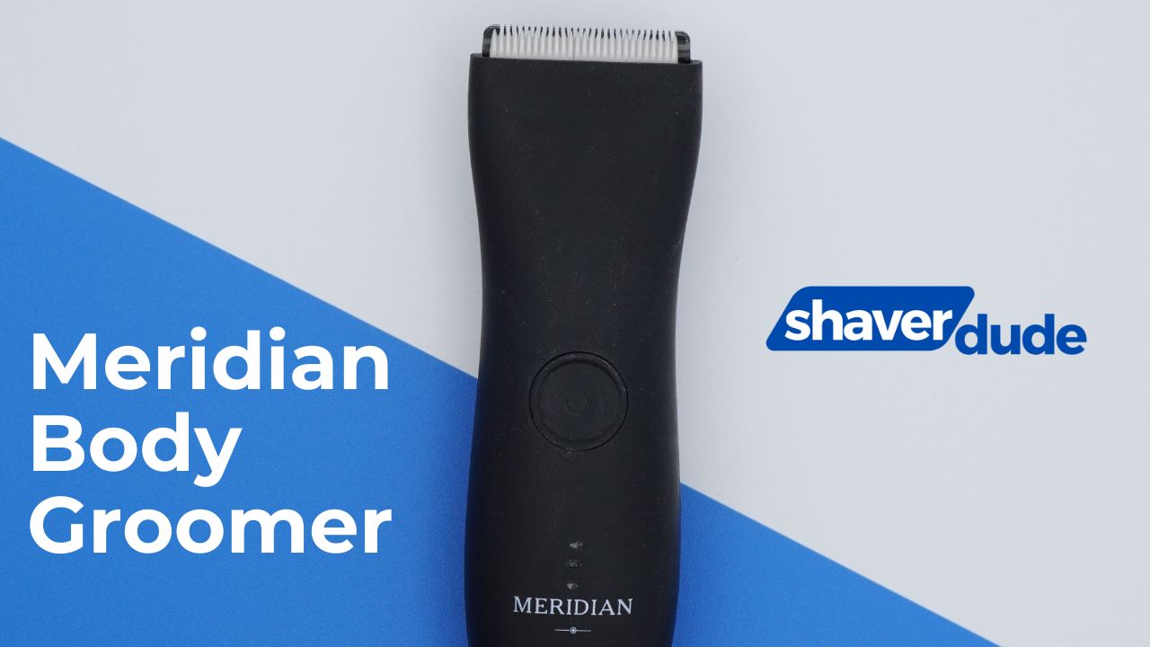 Meridian body groomer next to the Shaver Dude logo