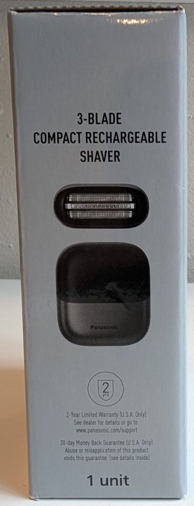 Left Side of the Panasonic Swipe Right Shaver Box