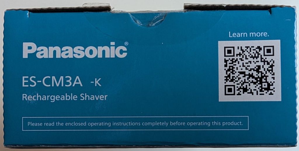 Top of the Panasonic Swipe Right Shaver Box