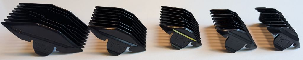 All 5 of the Brio Beardscape v2 trimmer guards