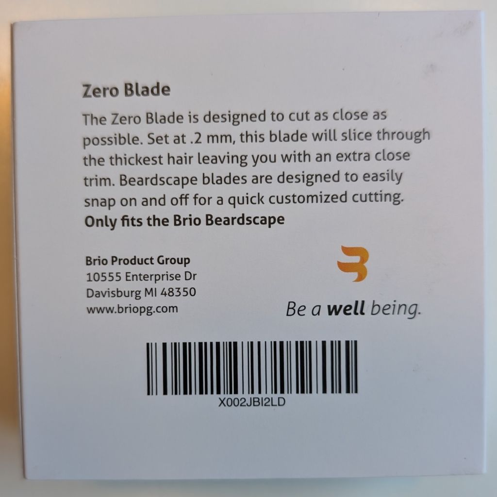 The back of the box of the Zero Blade